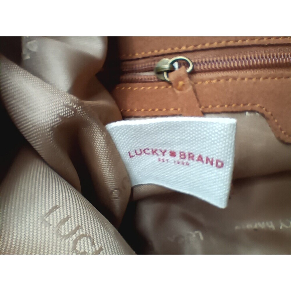 Lucky Brand Carmen Shoulder Bag Brown Suede Leather Small Handbag  Boho Y2K - Picture 6 of 8